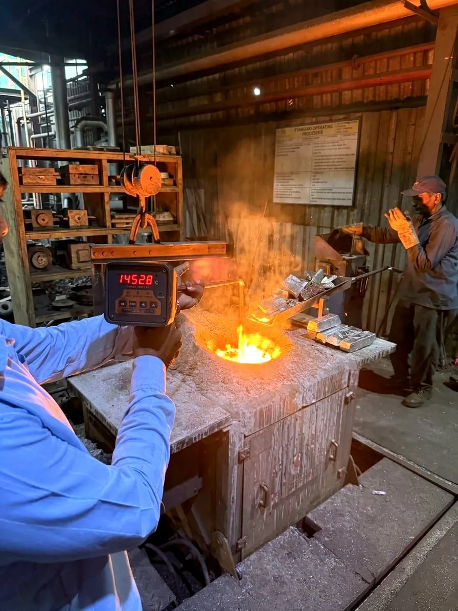 Molten iron being poured at DK Industries' foundry in Kolhapur